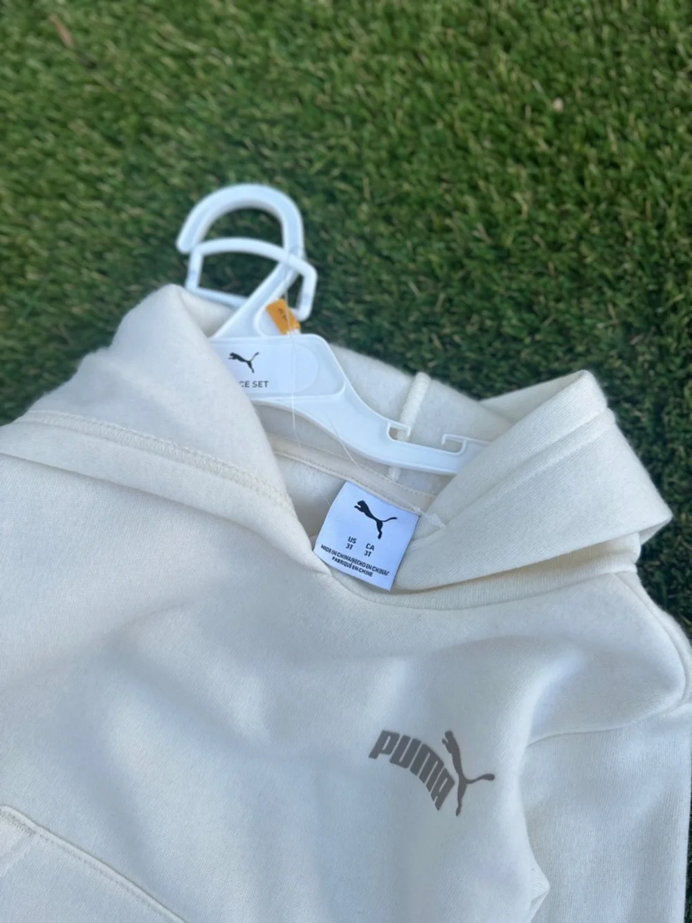Puma Cream Kids Hoodie & Shorts Matching Set - Picture 2 of 4